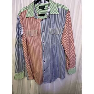 Vintage Scendia Woods Mixed Stripe Button-Up Shirt